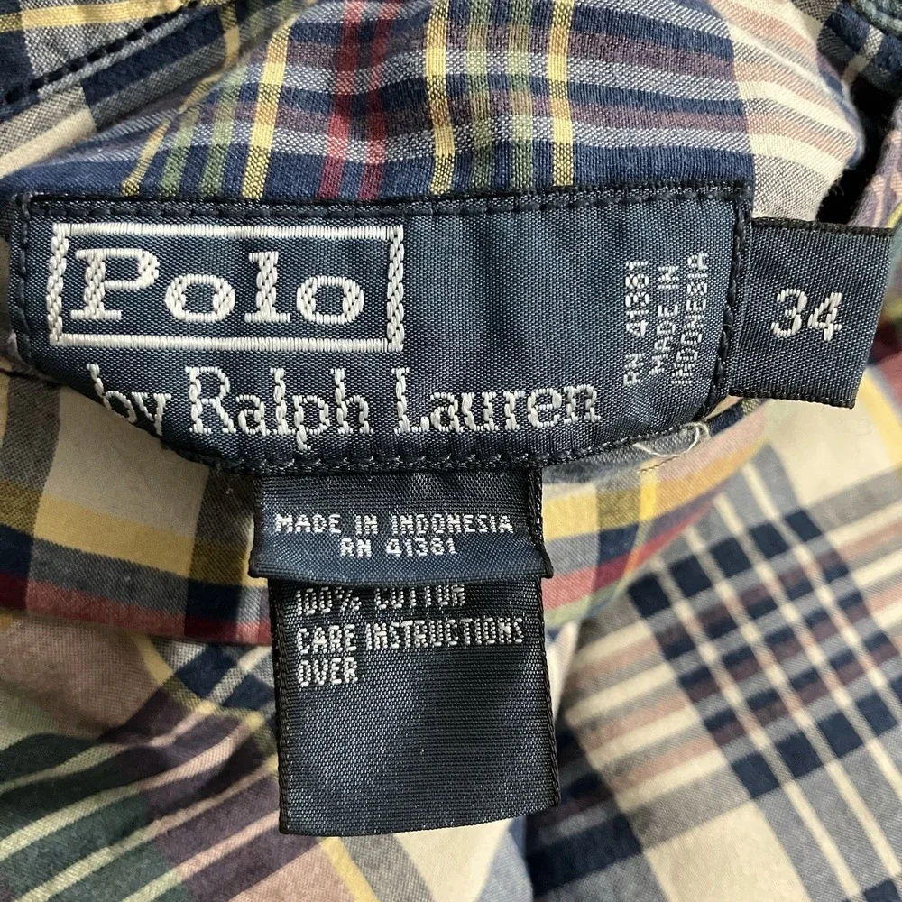 Polo Ralph‎ Lauren Madras Plaid Reversible Shorts Mens Size 34 Preppy Cotton